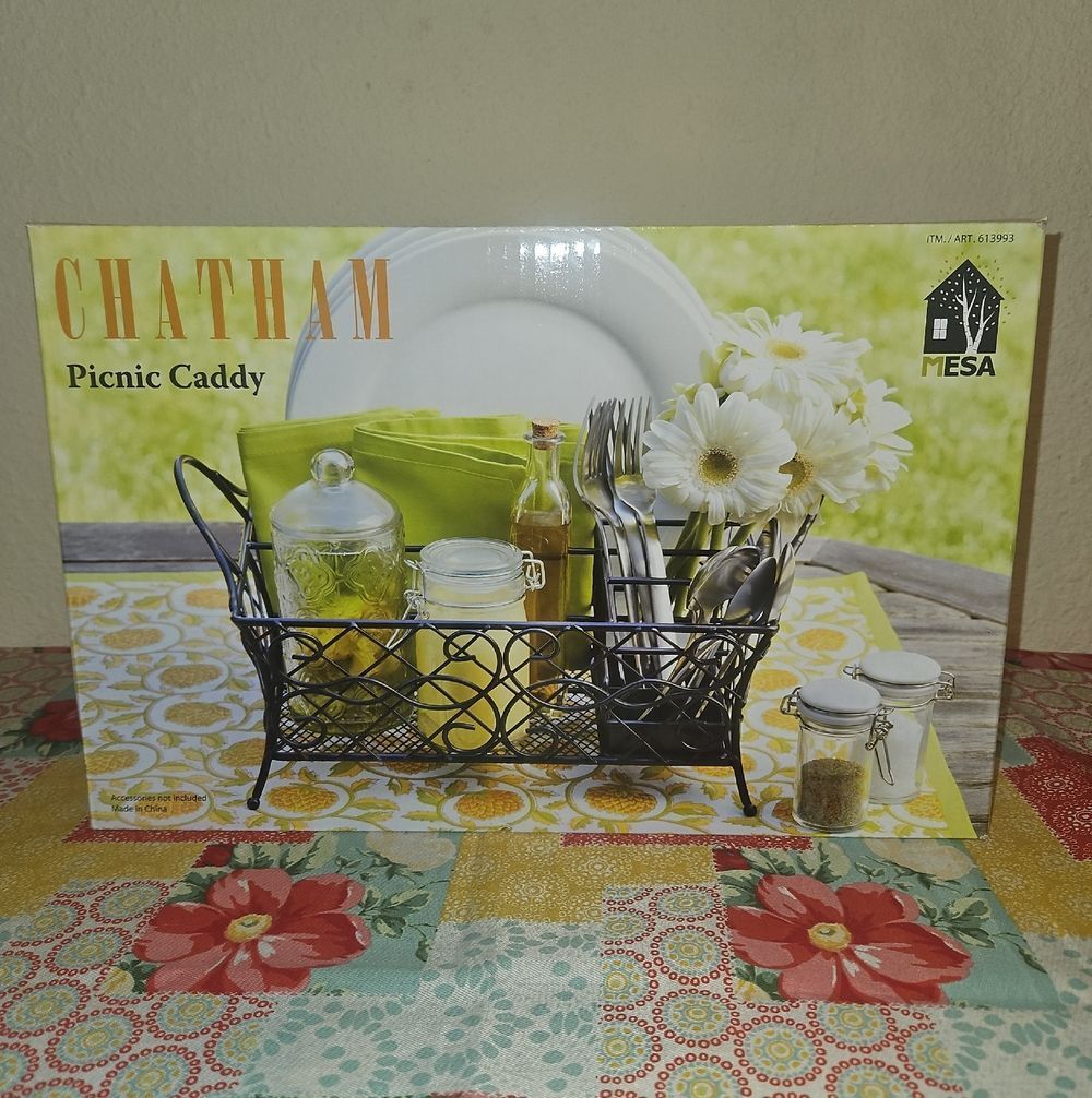 Chatham Black Wire Picnic Caddy with Utensil Organizer